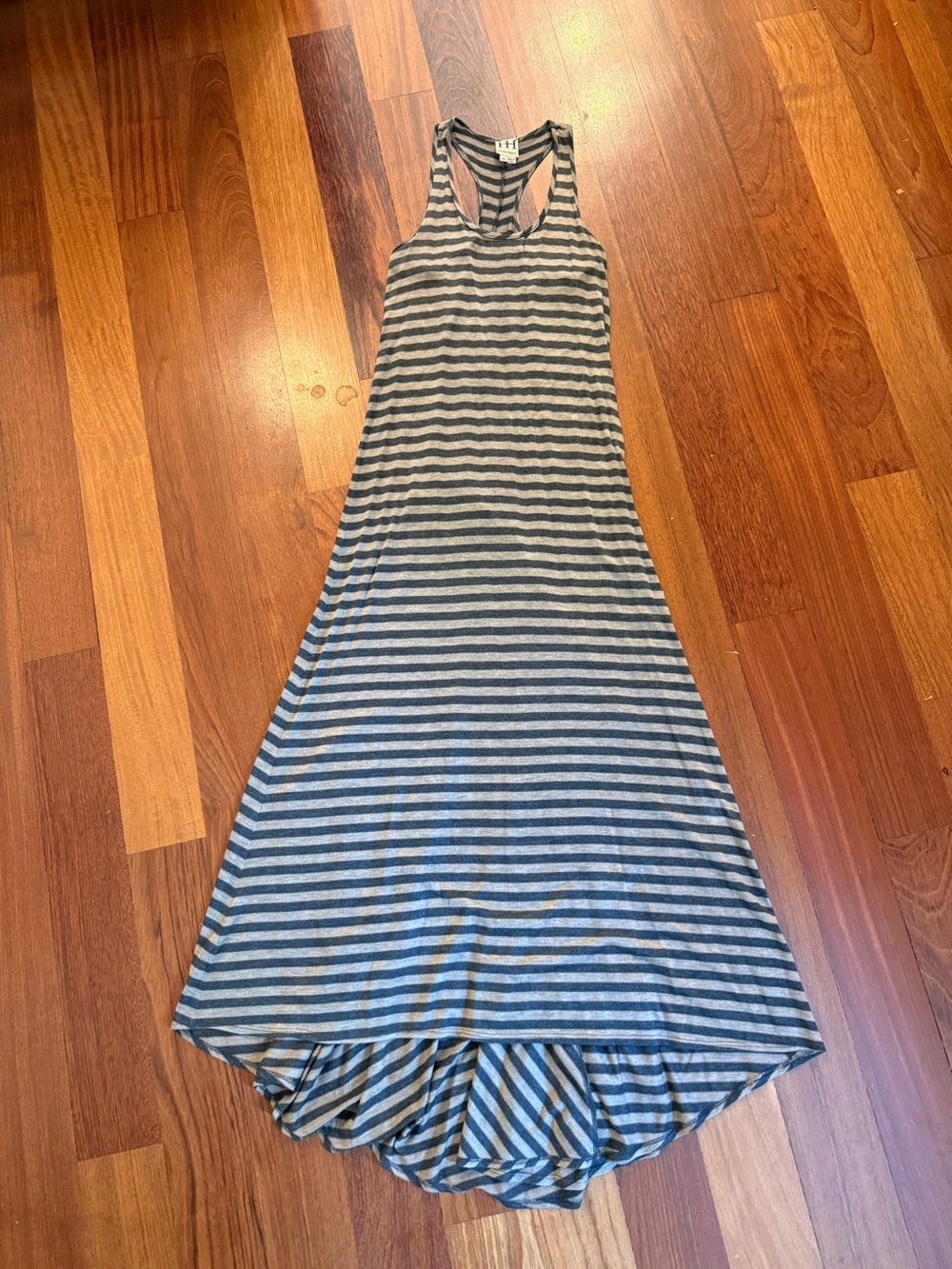 Haute Hippie Gray & Black Striped Racerback Maxi Dress